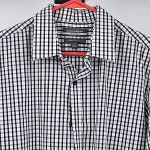 Denver Hayes Flextech Dress Shirt Men’s Black Check Size Medium Regular Standard